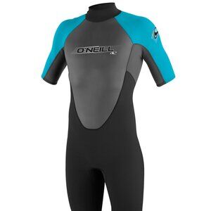 O'Neill Youth Reactor 2mm Back Zip Spring Shorty BLACK / TURQUOISE Size 10